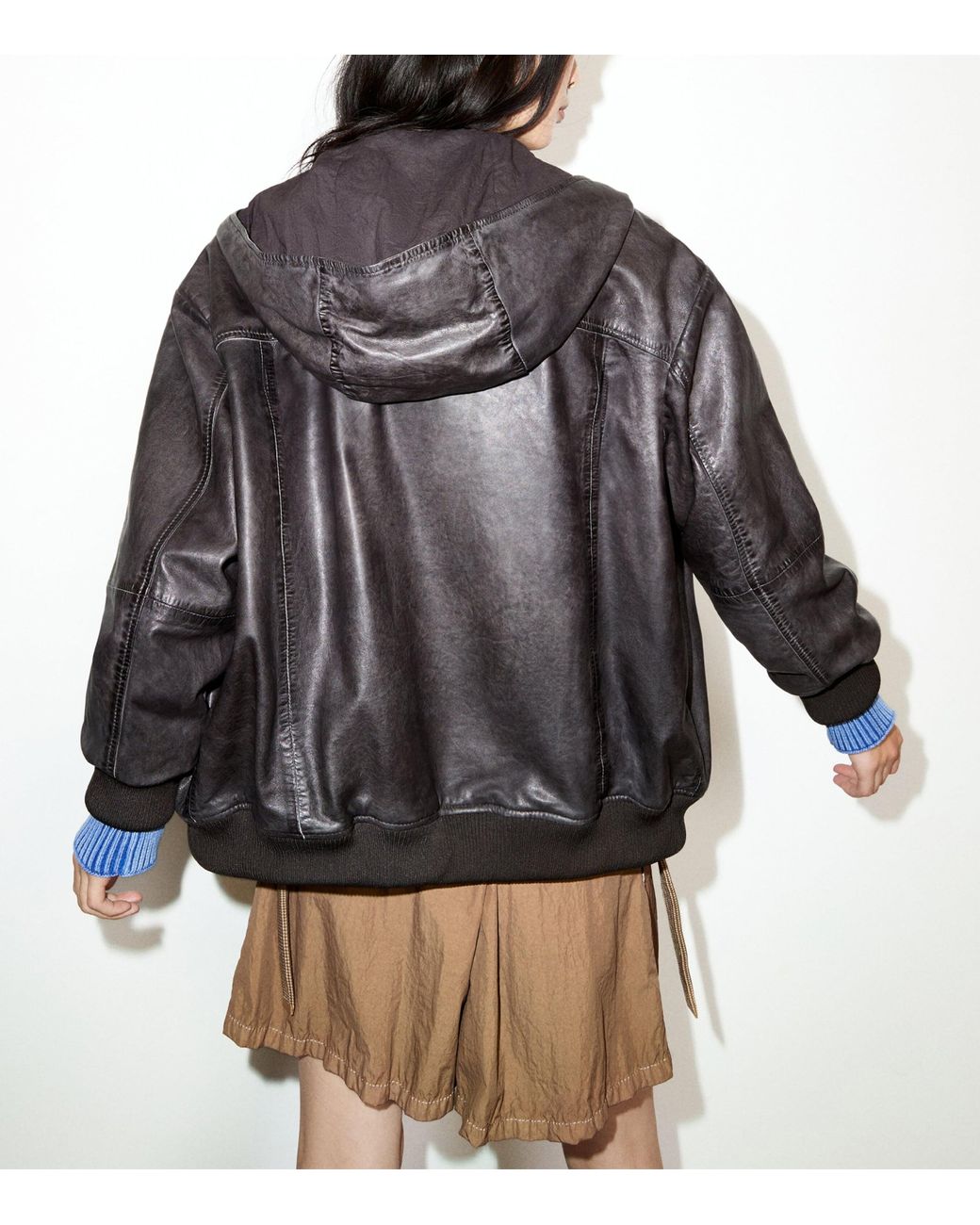 MAX&Co. Black Leather Bomber Jacket