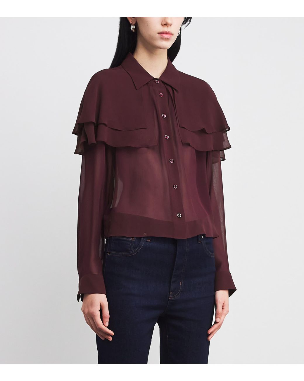 FRAME Purple Silk Cape Blouse