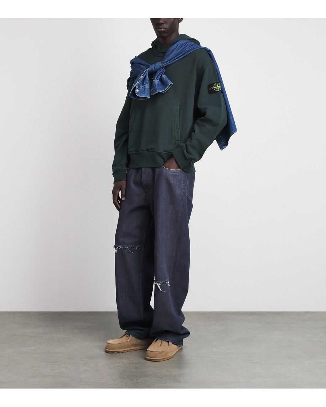 Stone Island Green Organic Cotton Compass Hoodie for men
