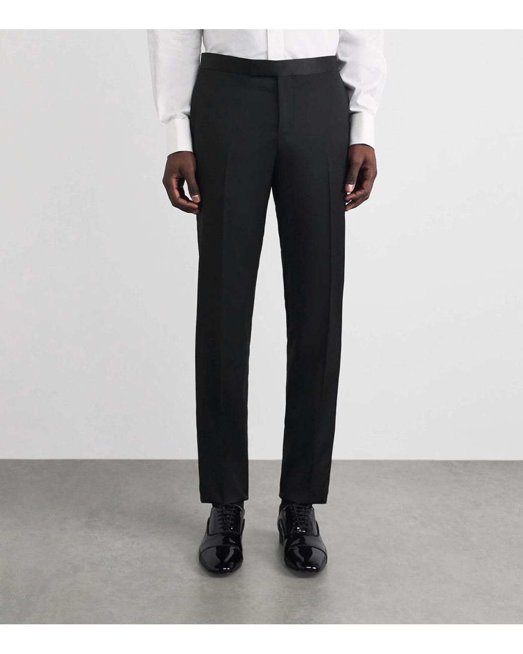 Pal Zileri Black Wool-Blend Satin-Trim Trousers for men