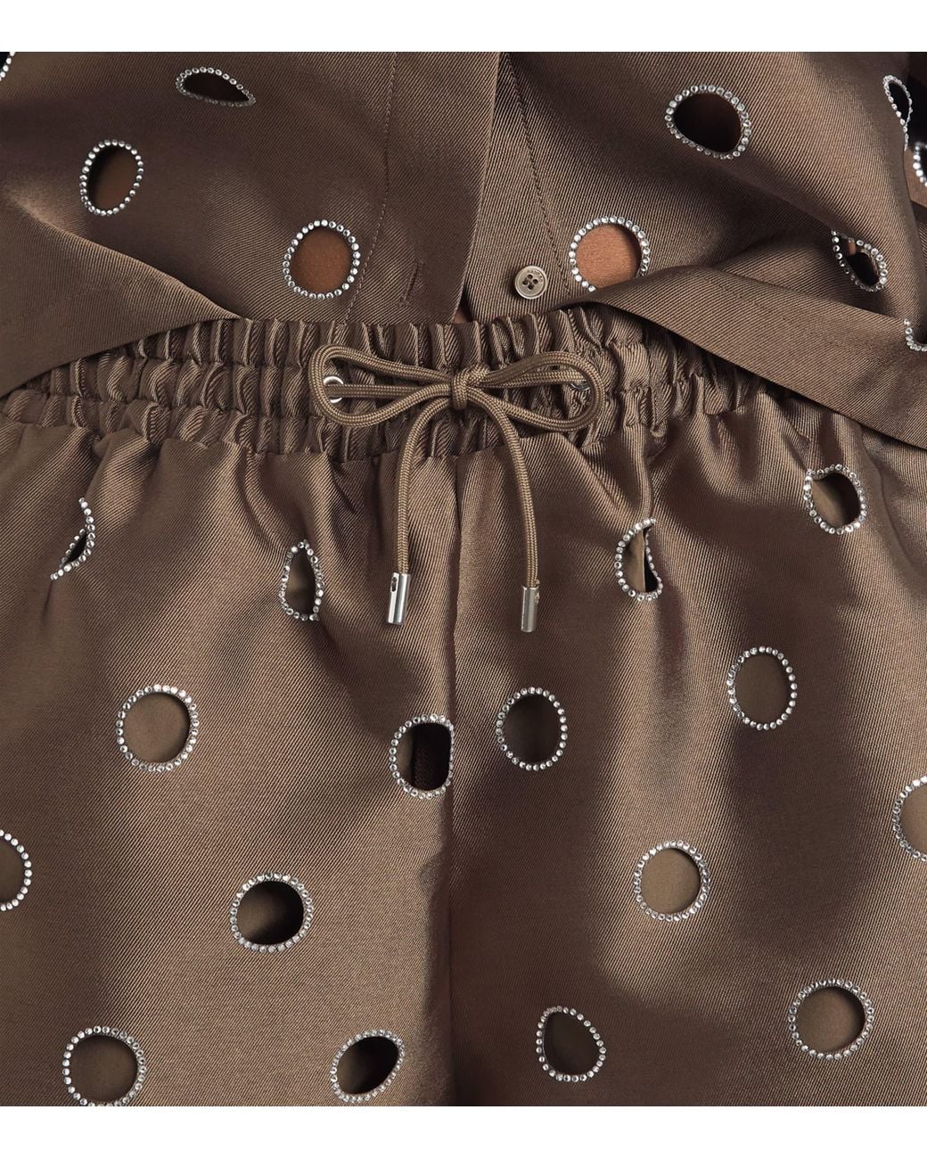 Sandro Brown Rhinestone Cut-Out Shorts