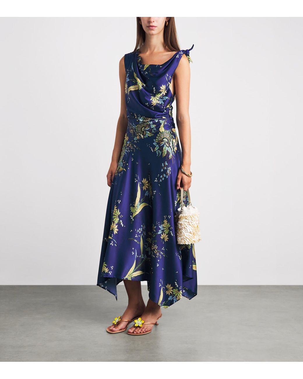 Staud Blue Silk Portia Midi Dress