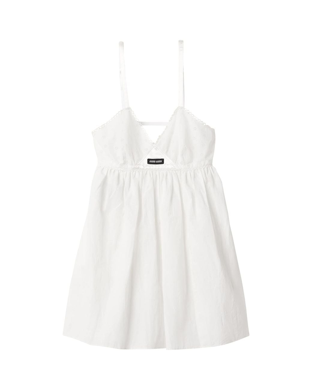Miu Miu White Eyelet-Embroidered Mini Dress