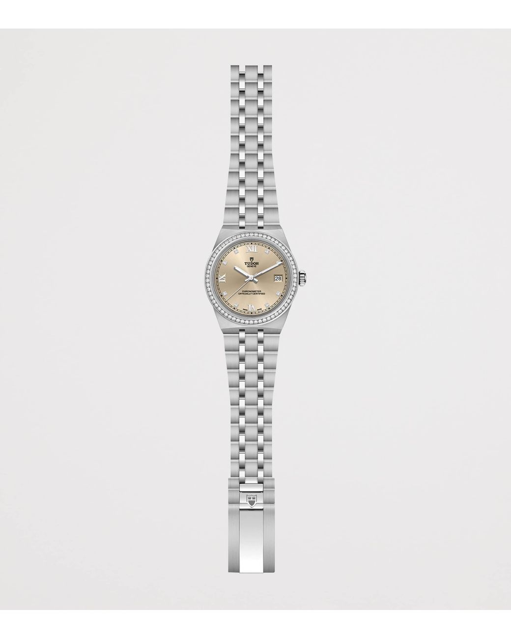 Tudor Metallic Royal Stainless Steel And Diamond Watch