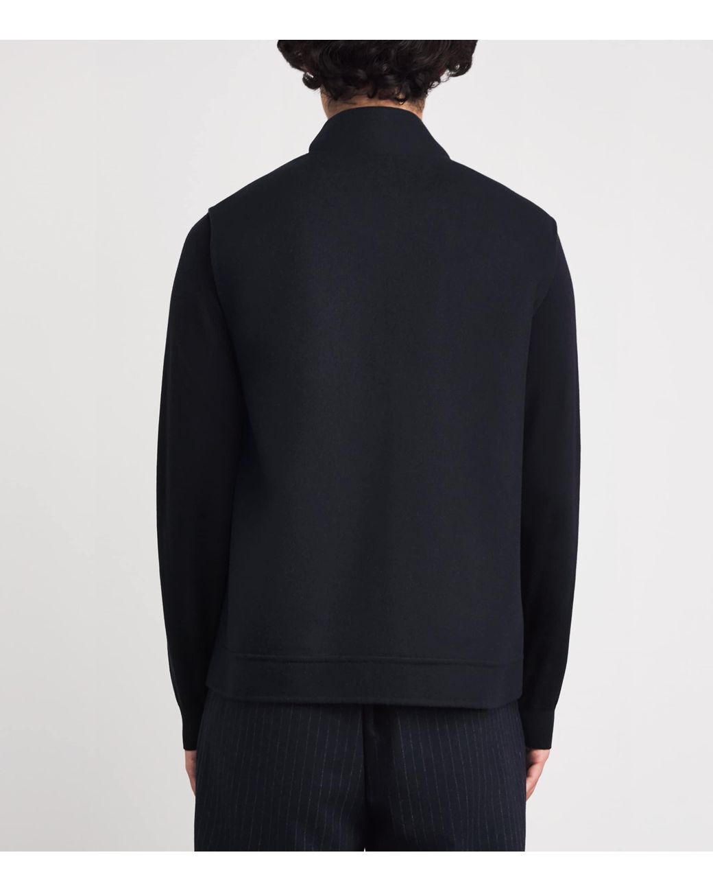 Eleventy Blue Wool Two-Way Zip Gilet for men