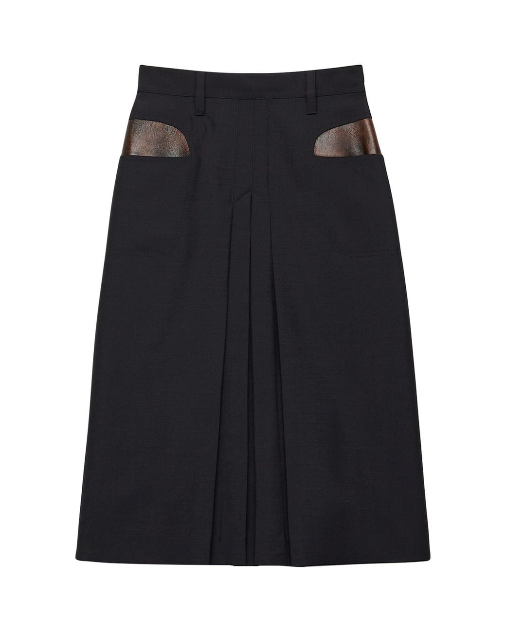 Prada Black Mohair-Wool Midi Skirt