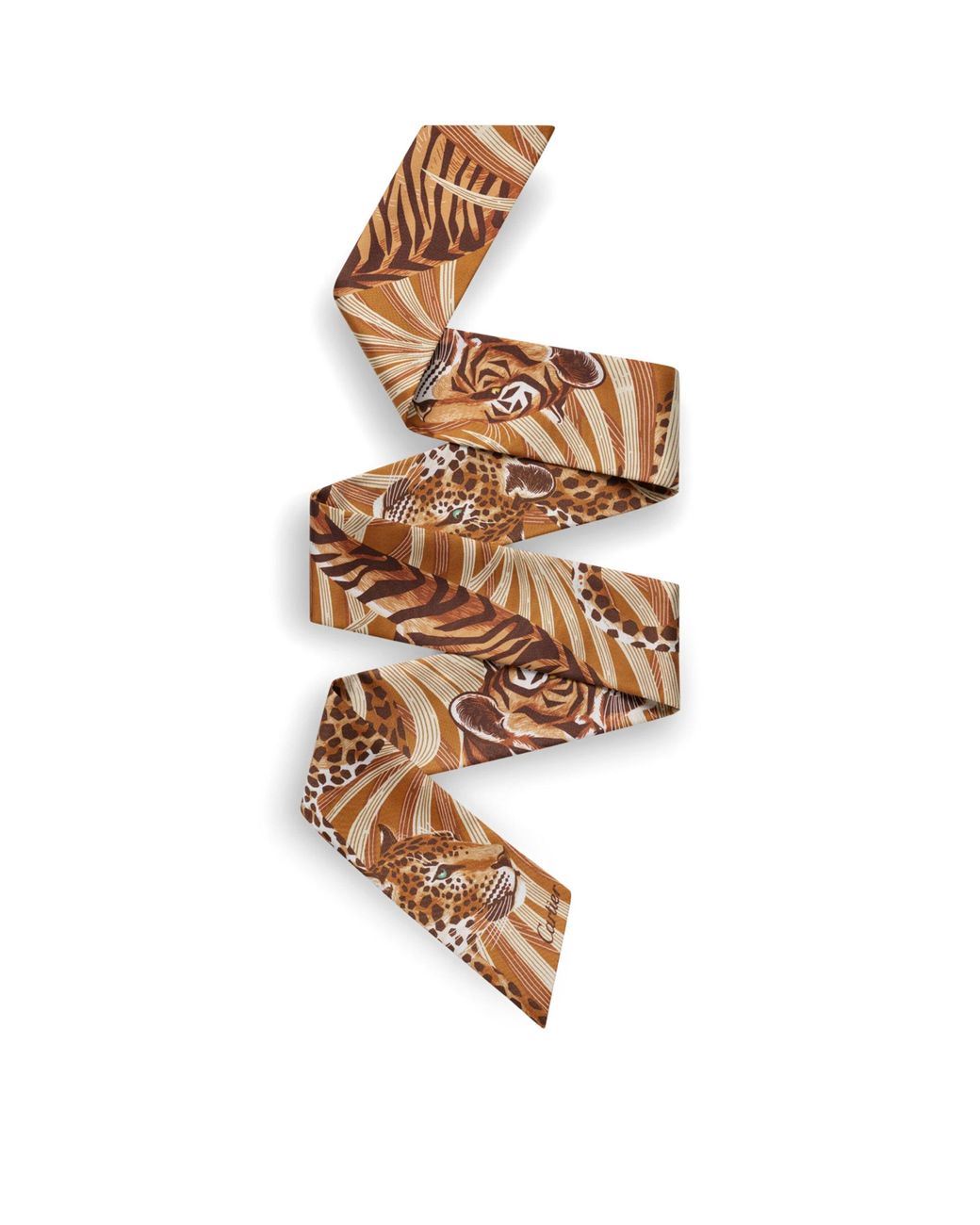 Cartier White Silk Panthère And Tigre Scarf
