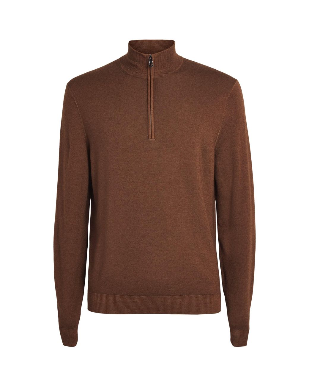 Bogner Brown Virgin Wool Ouri Quarter-Zip Sweater for men