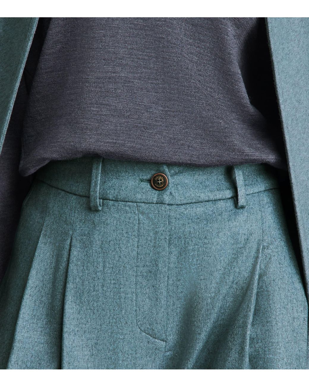 Colombo Blue Silk-Cashmere Wide-Leg Trousers