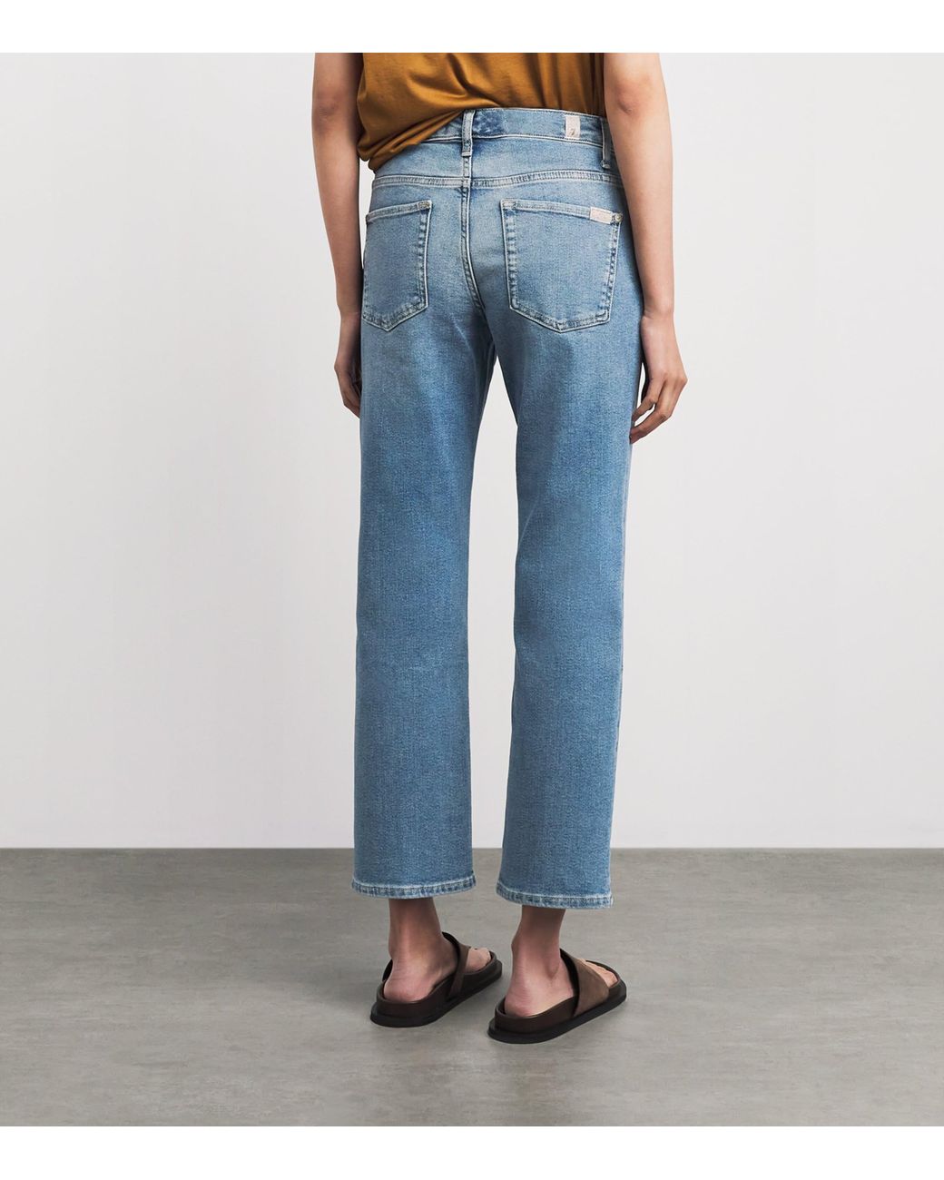 7 For All Mankind Blue Calie Mid-Rise Straight Jeans