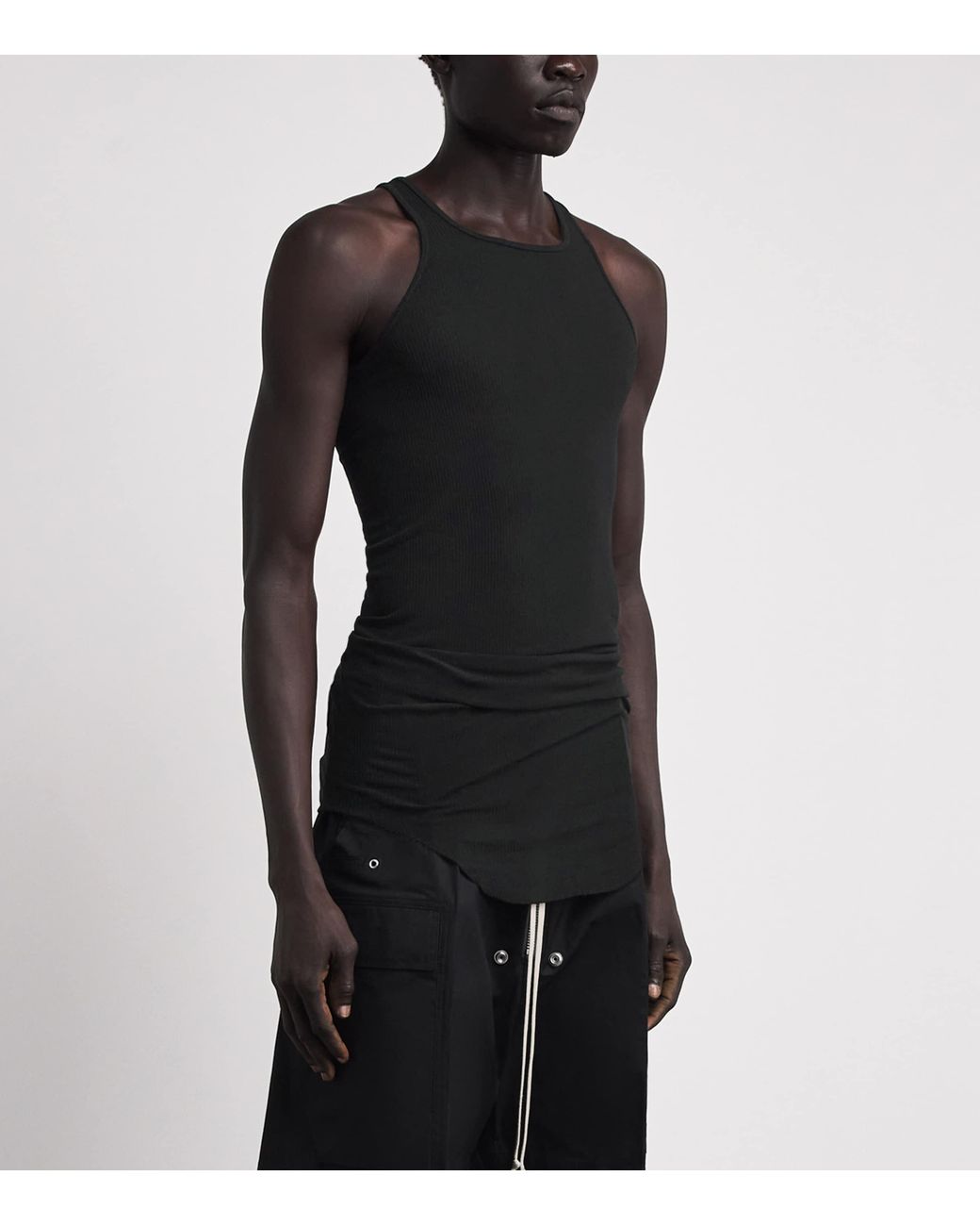 Rick Owens Black Basic Ribbed Tank Top for men