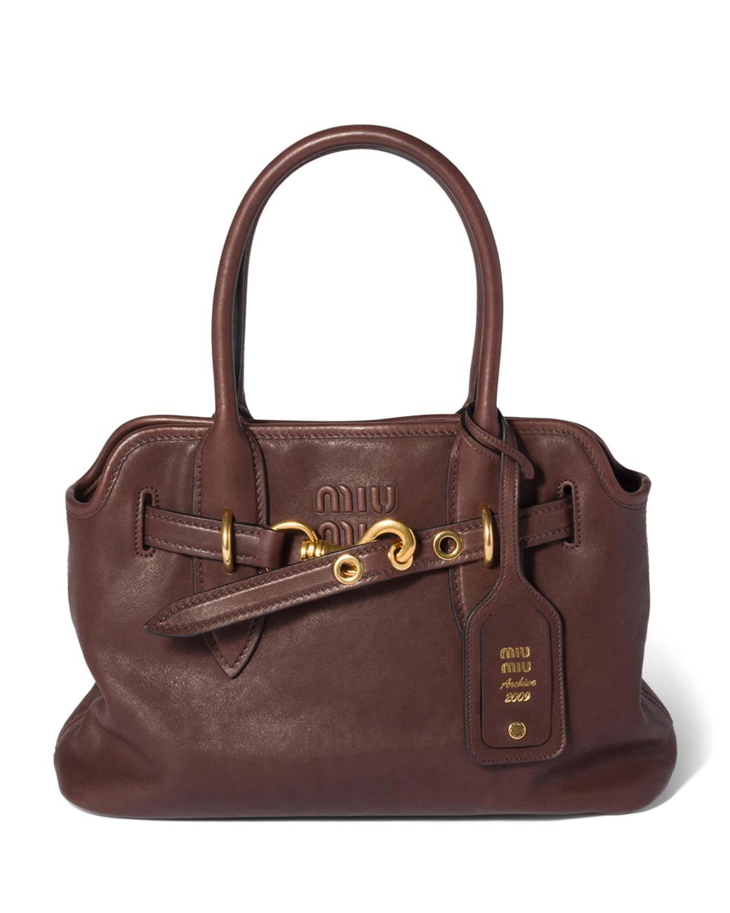 Miu Miu Brown Nappa Leather Aventure Top-Handle Bag
