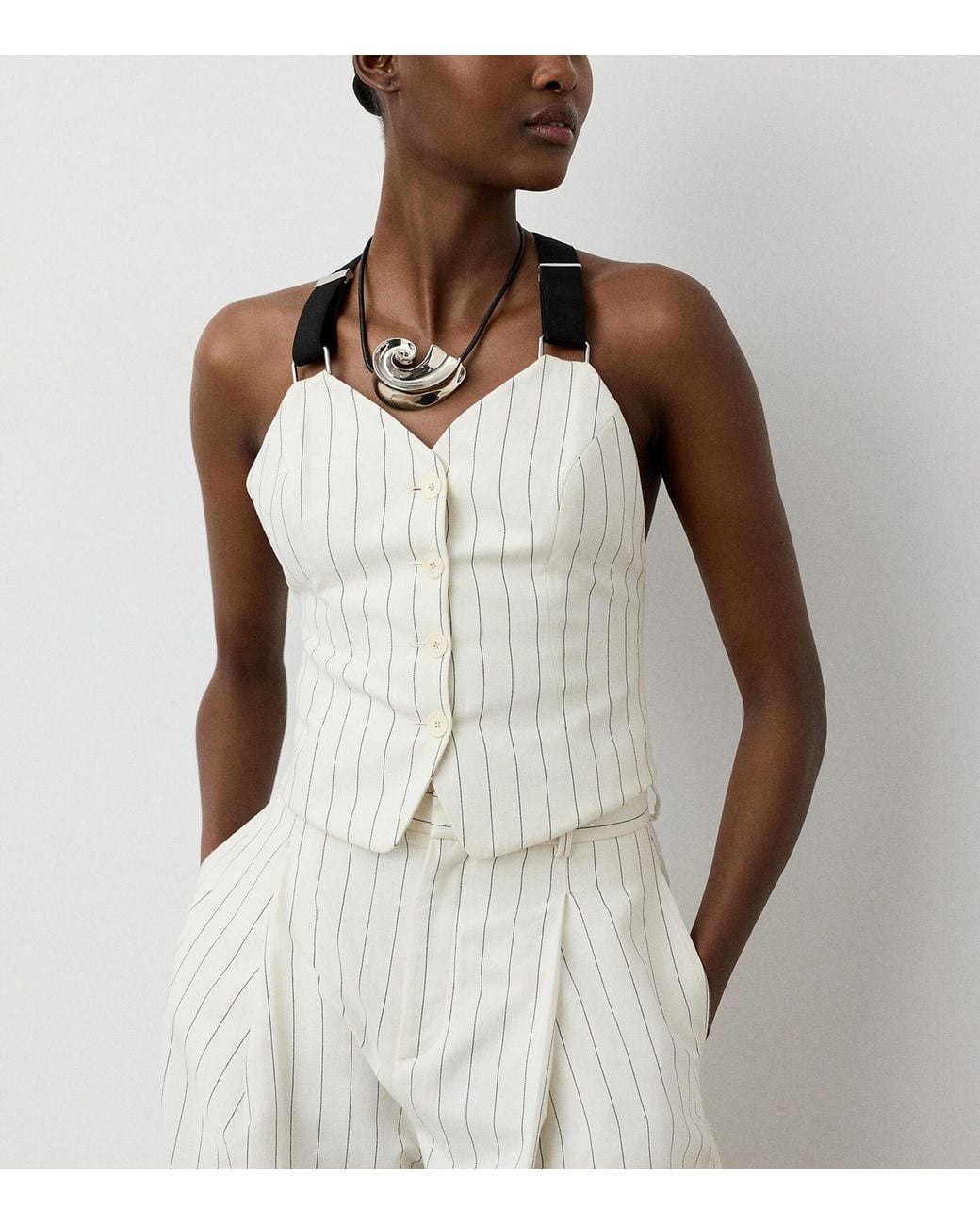 Ralph Lauren White Stripe Donnella Bustier