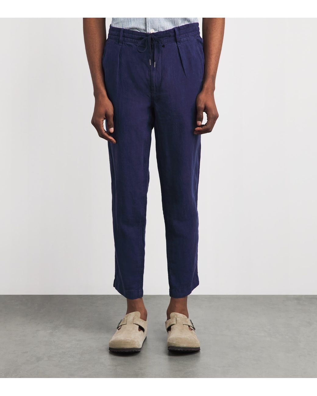 Polo Ralph Lauren Blue Linen Drawstring Prepster Trousers for men
