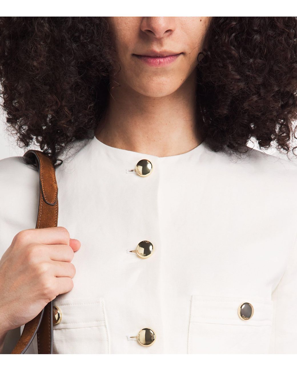 Maje White Linen-Cotton Cropped Jacket