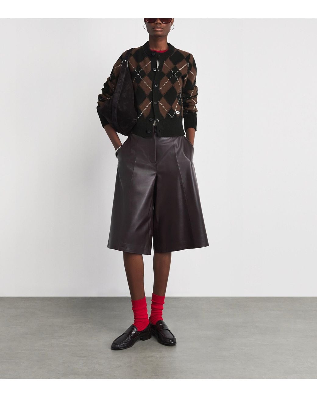 AMI Black Wool Argyle Cardigan