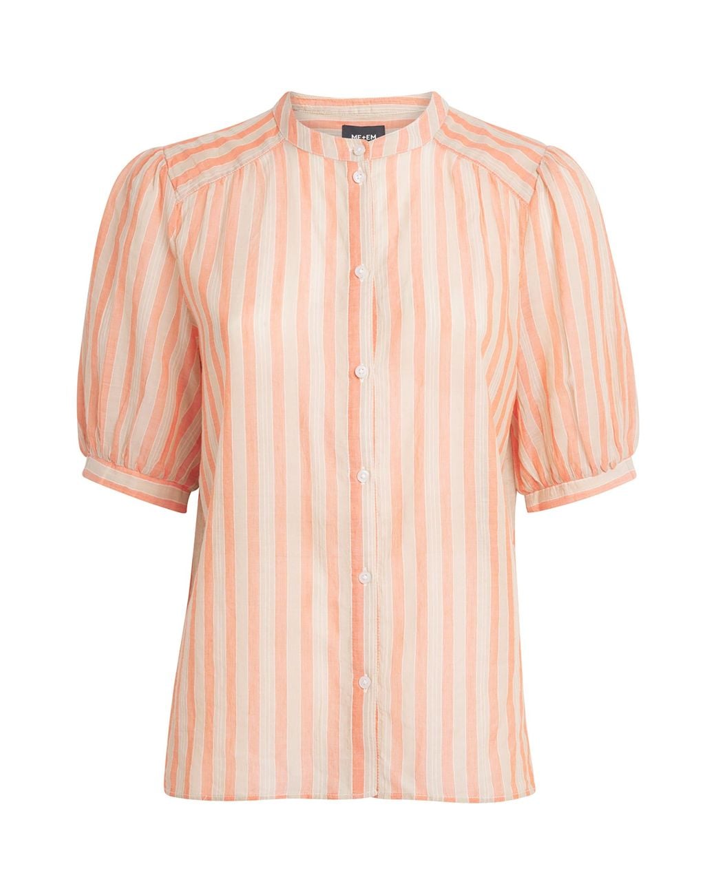 ME+EM Pink Cotton Tie Stripe Blouse