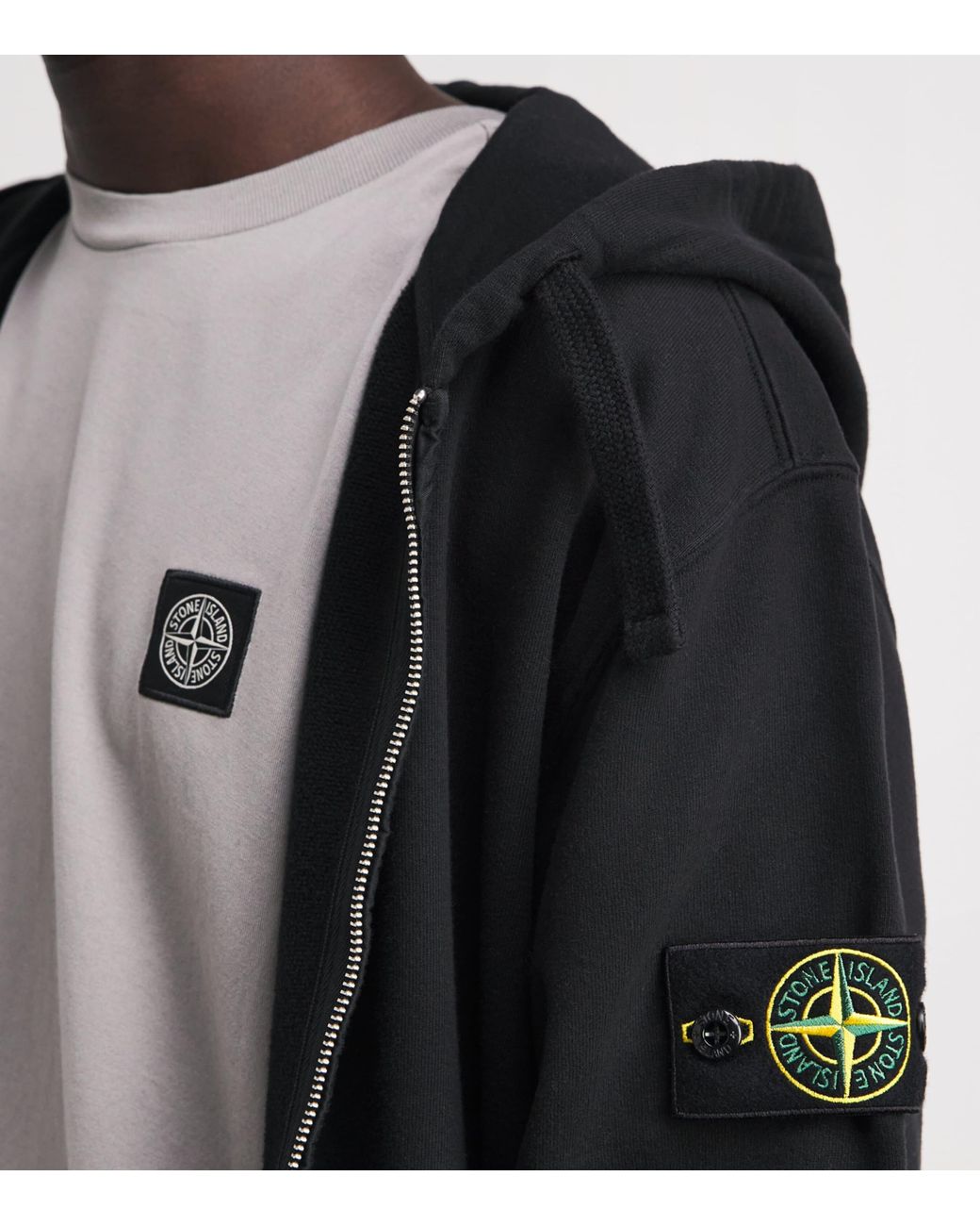 Stone Island Black Organic Cotton Compass Hoodie for men
