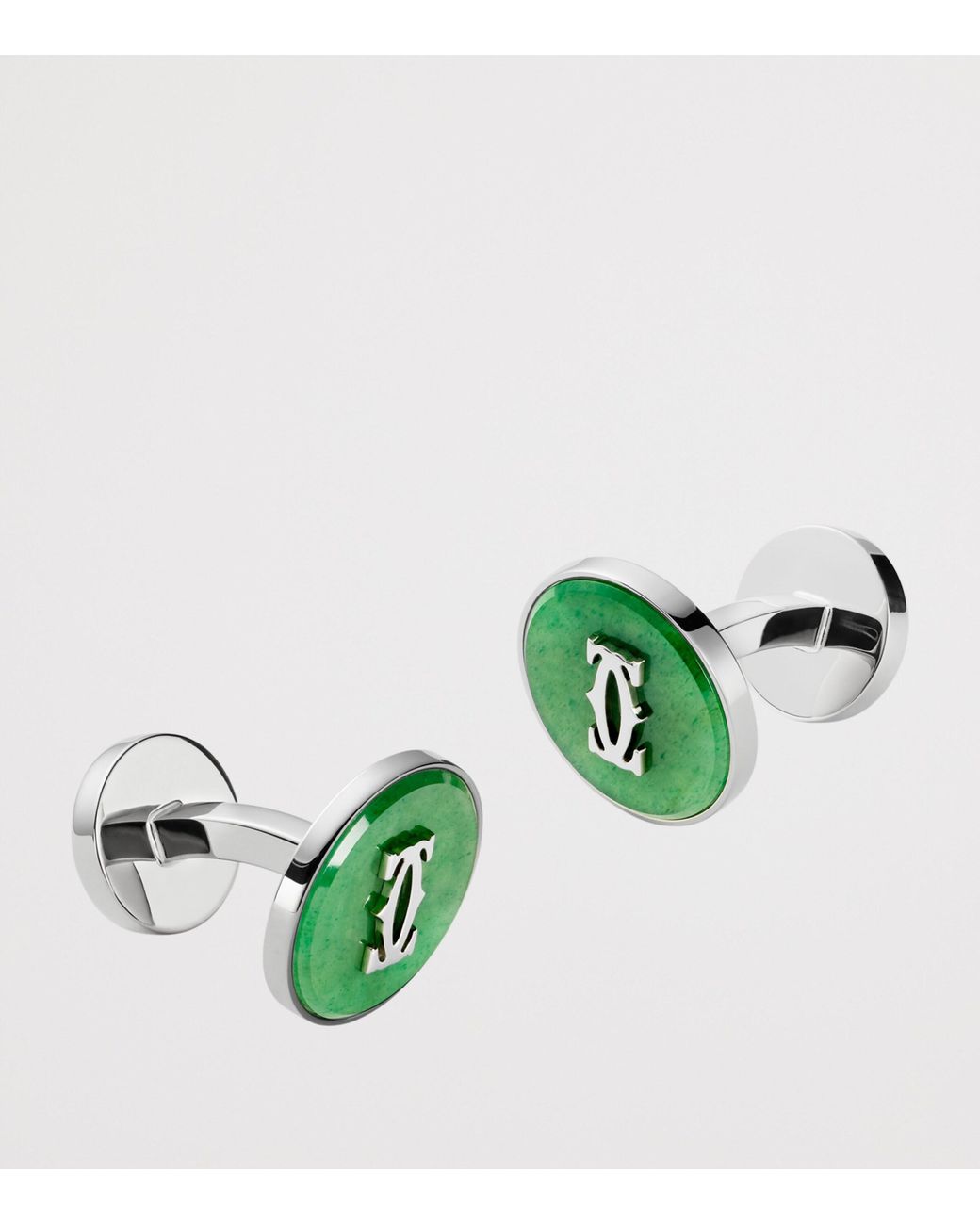 Cartier Green Sterling Double C De Cufflinks for men