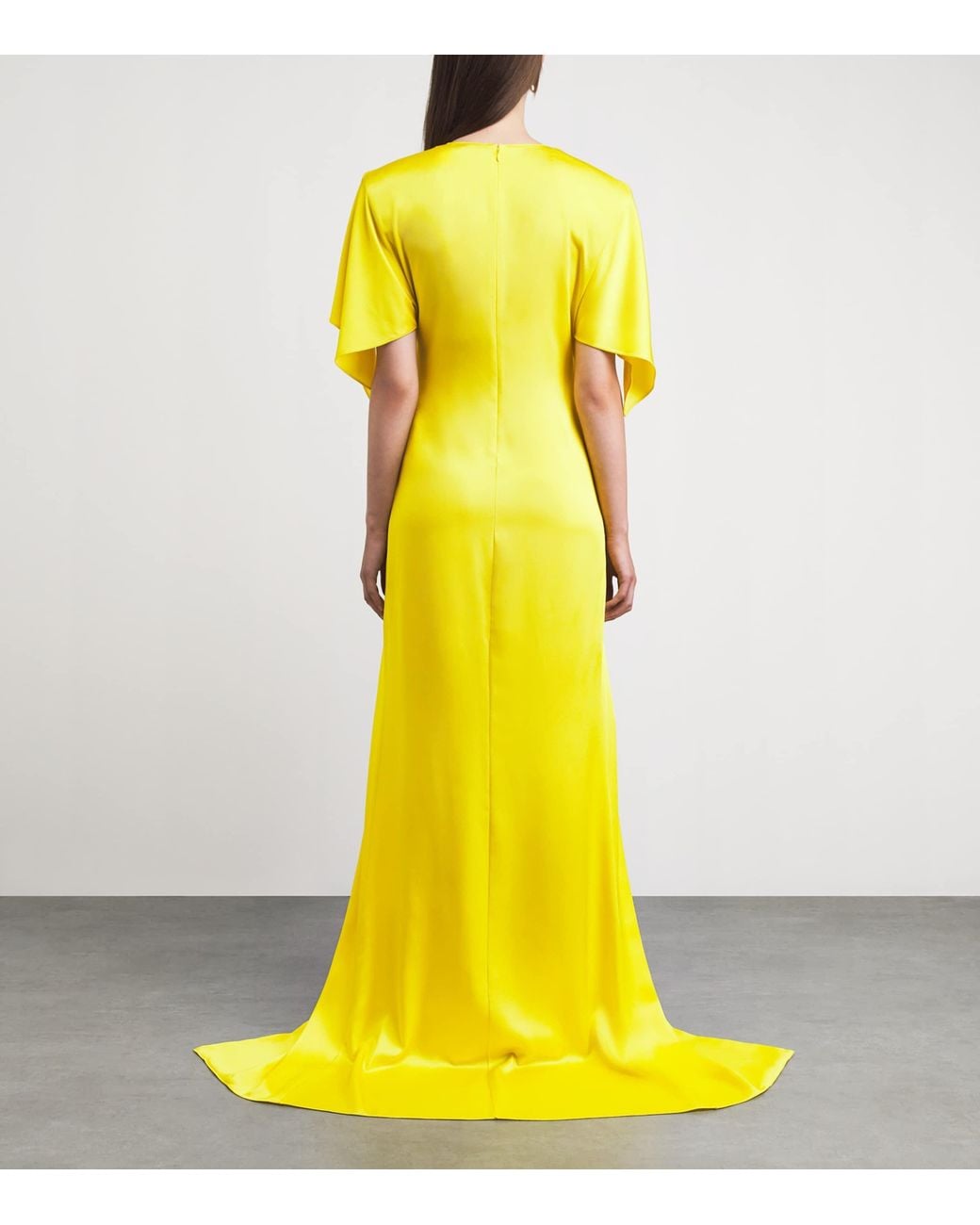 Stella McCartney Yellow Satin Draped Maxi Dress