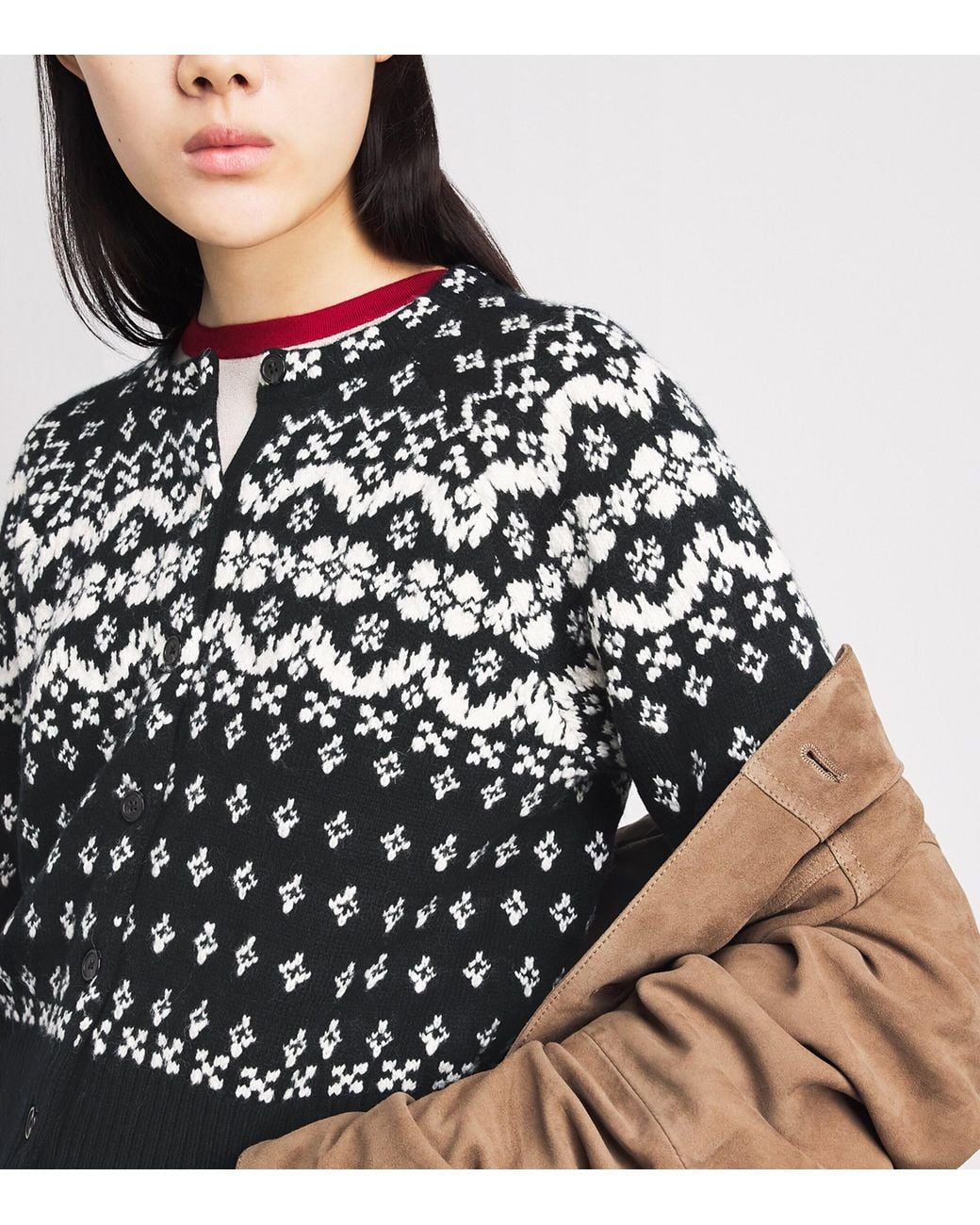 Polo Ralph Lauren Black Wool-Blend Fair Isle Cardigan