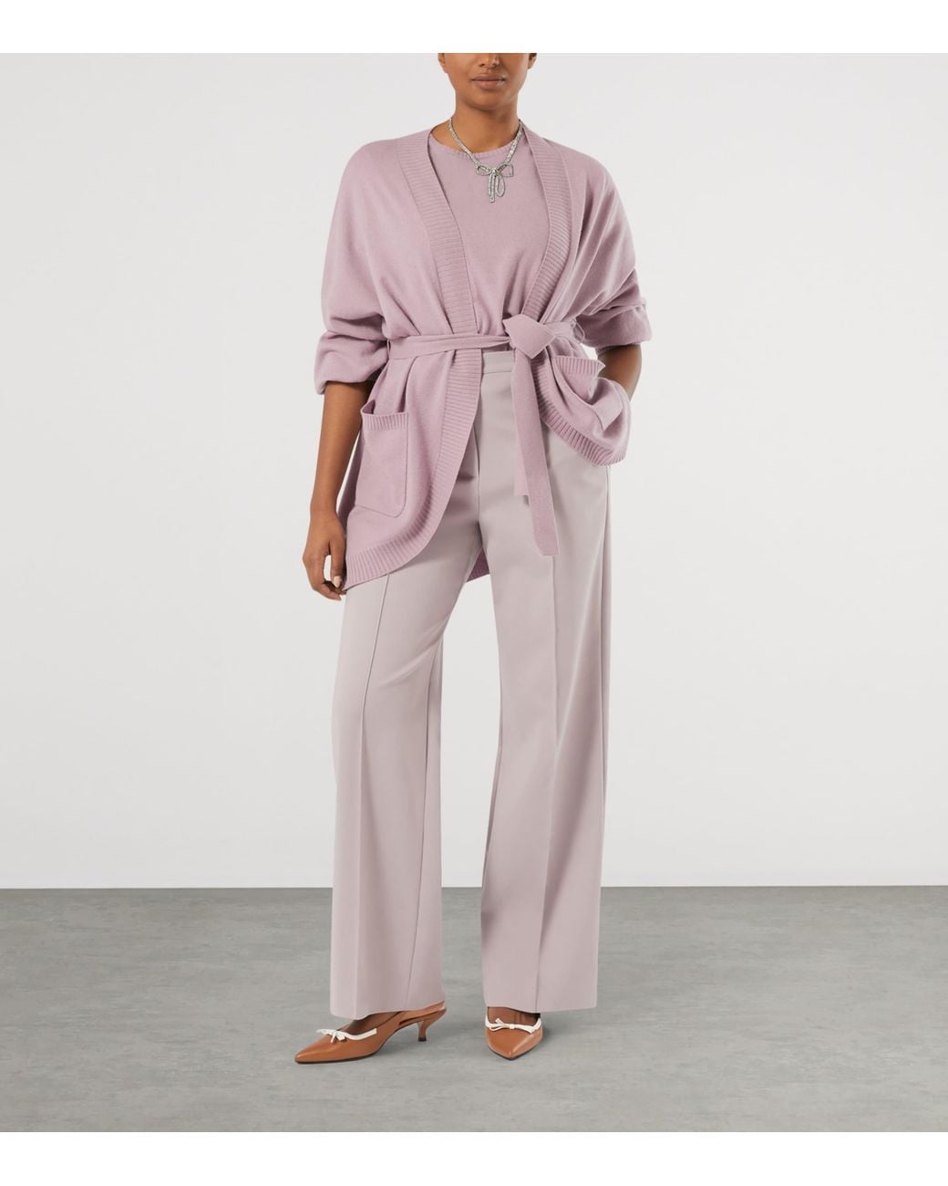 Marina Rinaldi Pink Cashmere Short-Sleeve Sweater