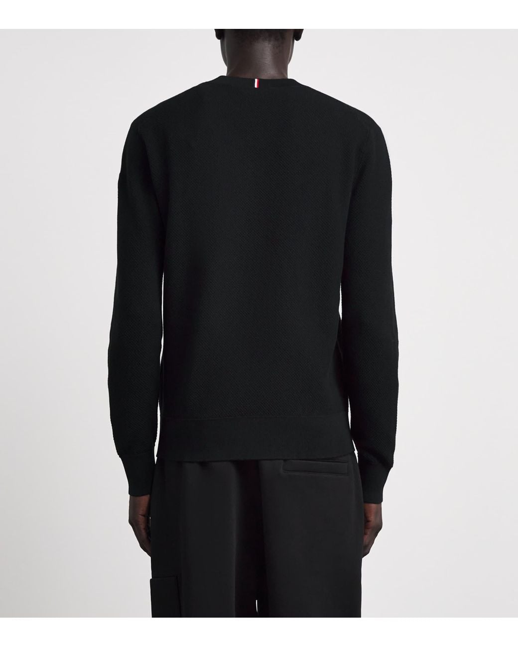 Moncler Black Cotton Textured Knit Sweater for men