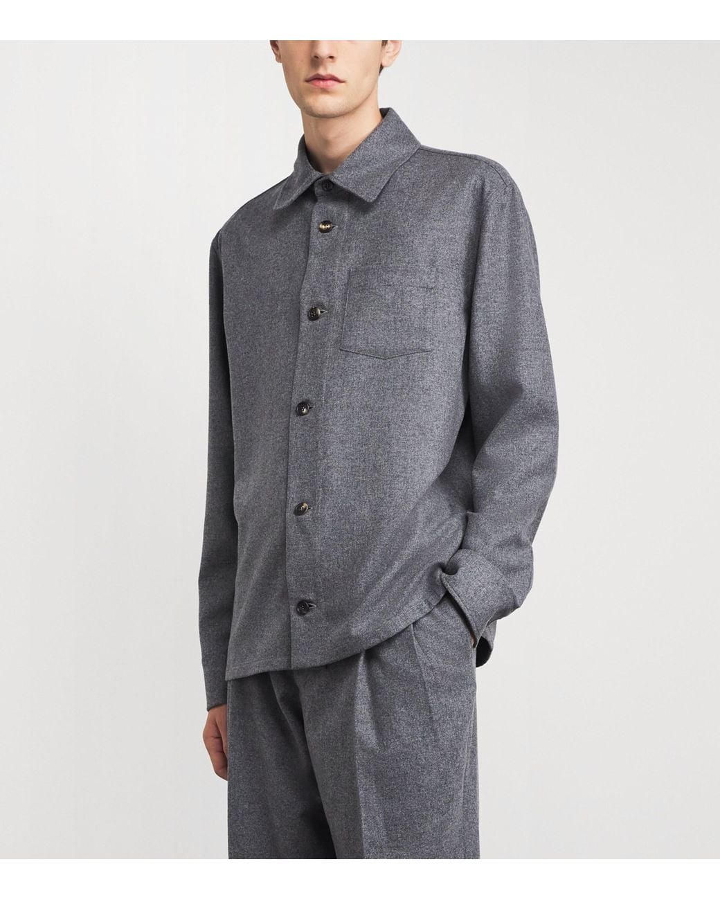 Gabriela Hearst Gray Wool-Cashmere Drew Overshirt for men