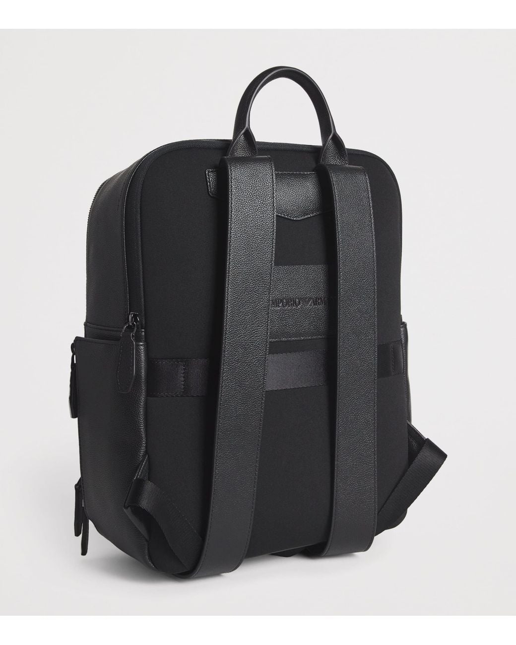 Emporio Armani Black Leather Backpack for men
