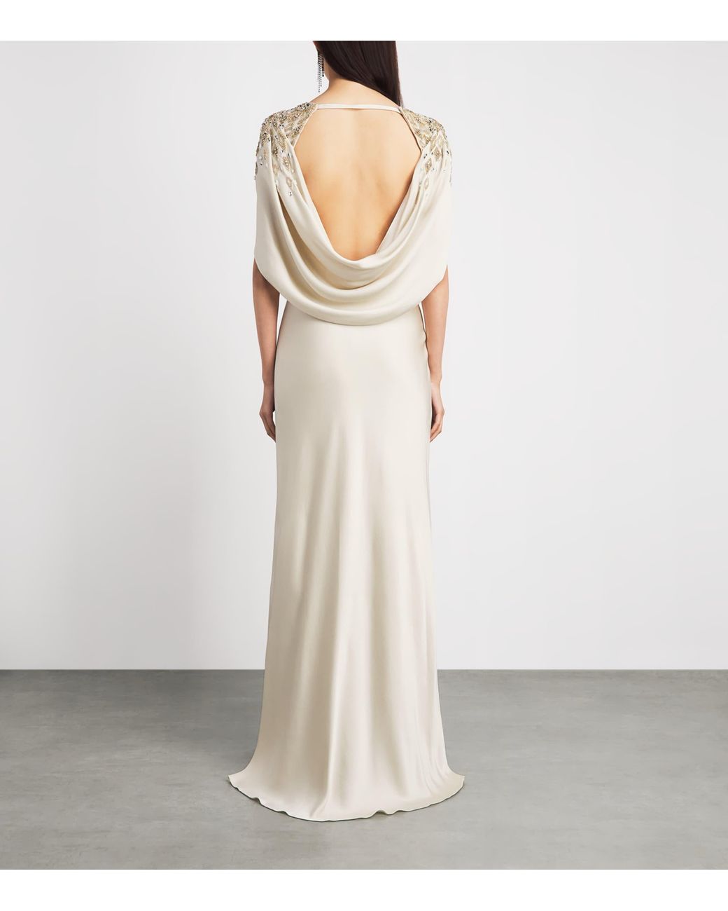 Jenny Packham White Satin Ophelia Cape Gown