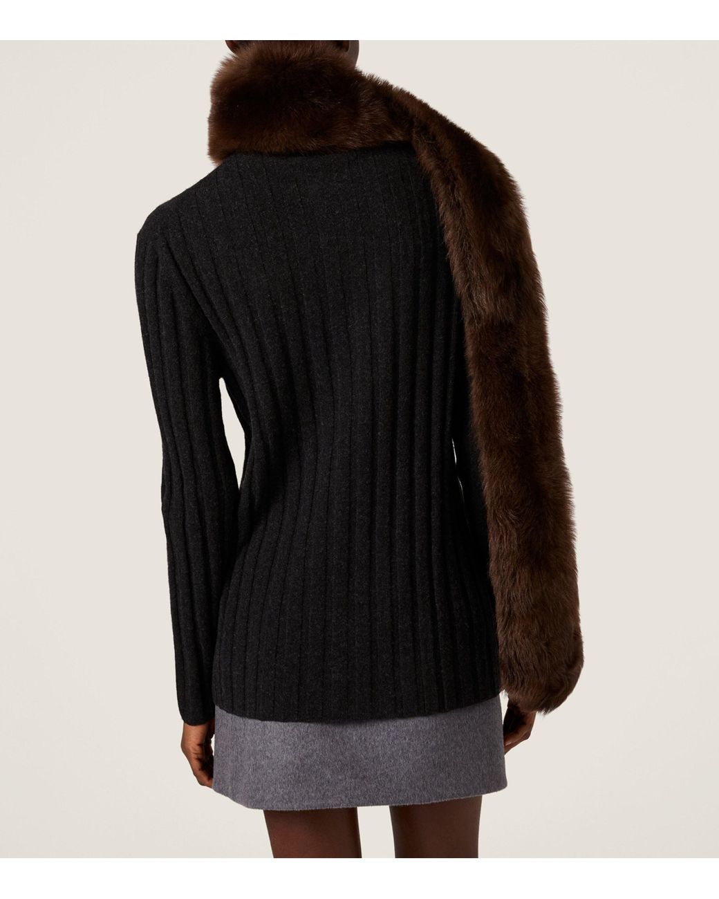 Miu Miu Black Wool-Cashmere Ribbed Cardigan