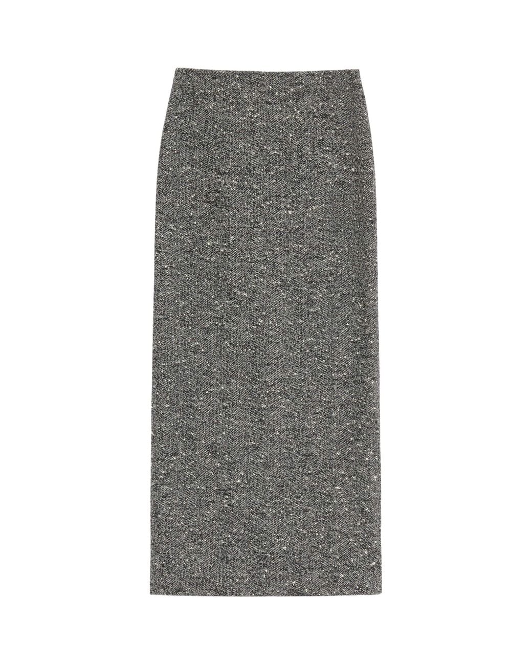Valentino Gray Wool-Blend Midi Skirt
