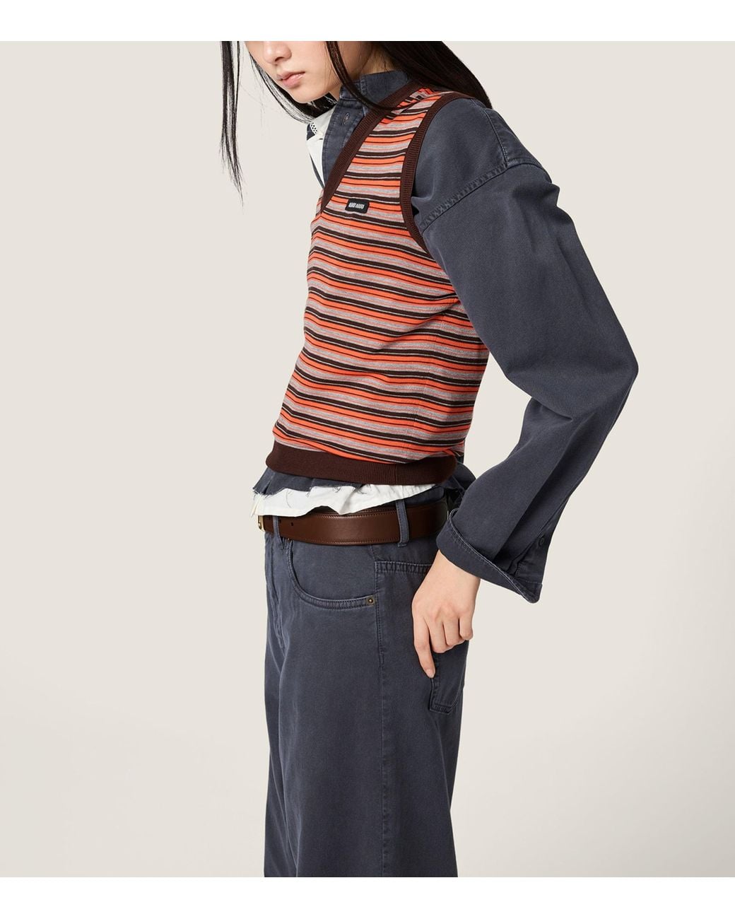 Miu Miu Red Wool Stripe Sweater Vest