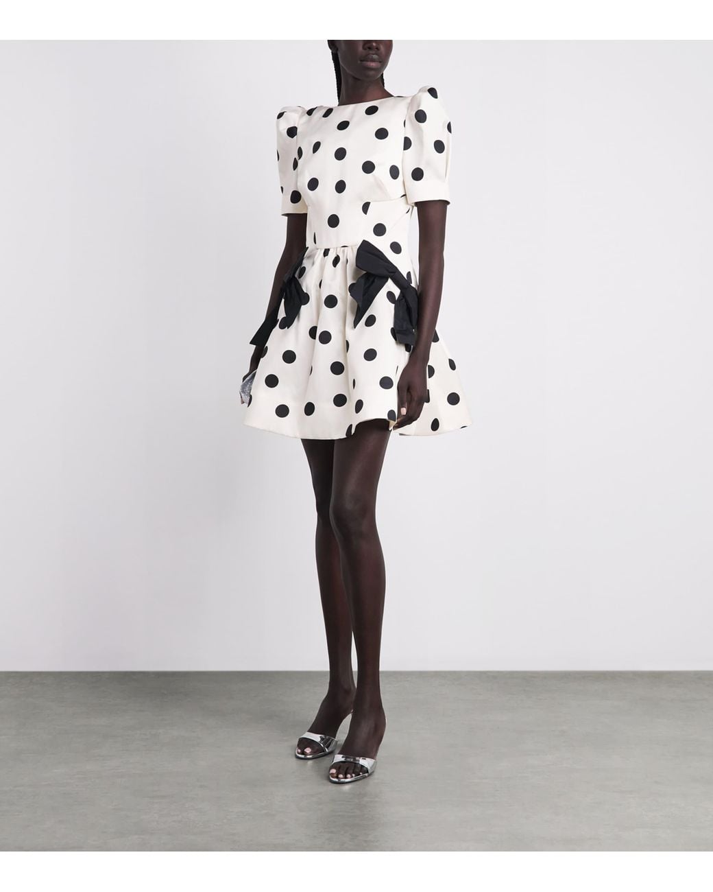 Rebecca Vallance Natural Satin Polka Dot Bacio Mini Dress