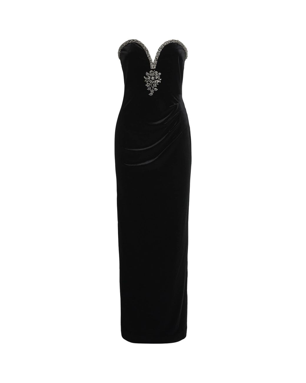 Self-Portrait Black Velvet Embellished Maxi Dress