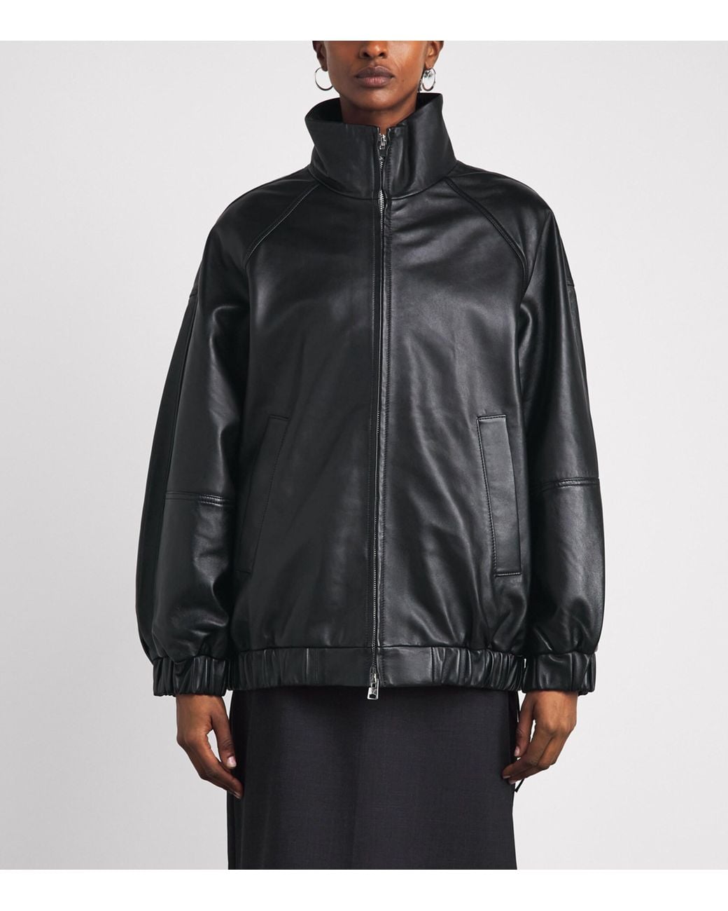Charoux Black Globe Leather Bomber Jacket