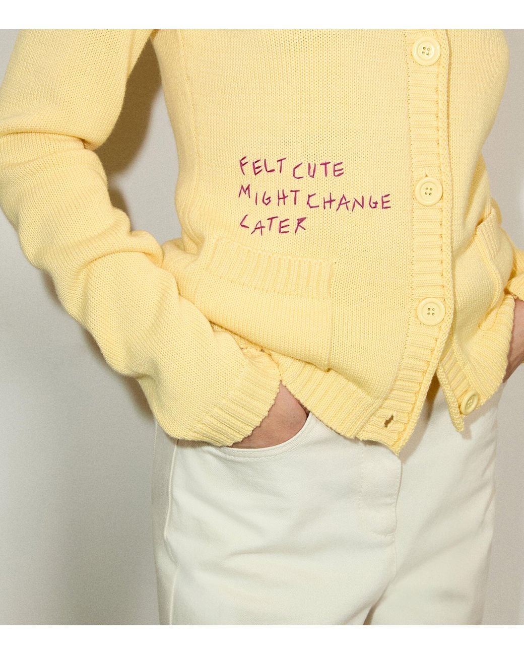 MAX&Co. Yellow Embroidered Cardigan