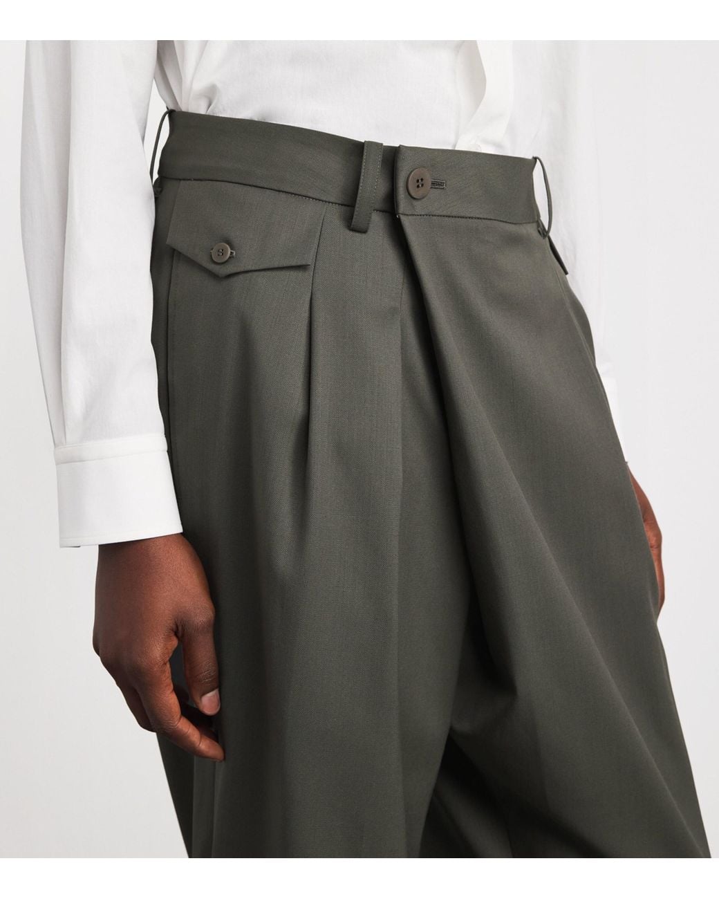 Issey Miyake Gray Wool-Blend Lustrous Trousers