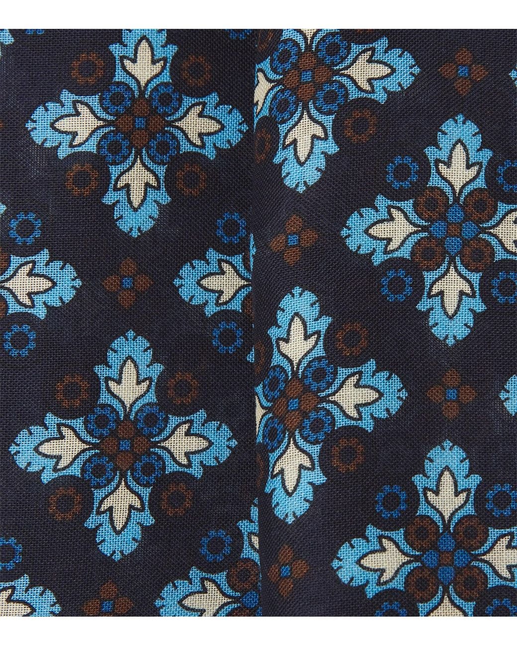 E.MARINELLA Blue Wool-Silk Floral Print Scarf for men