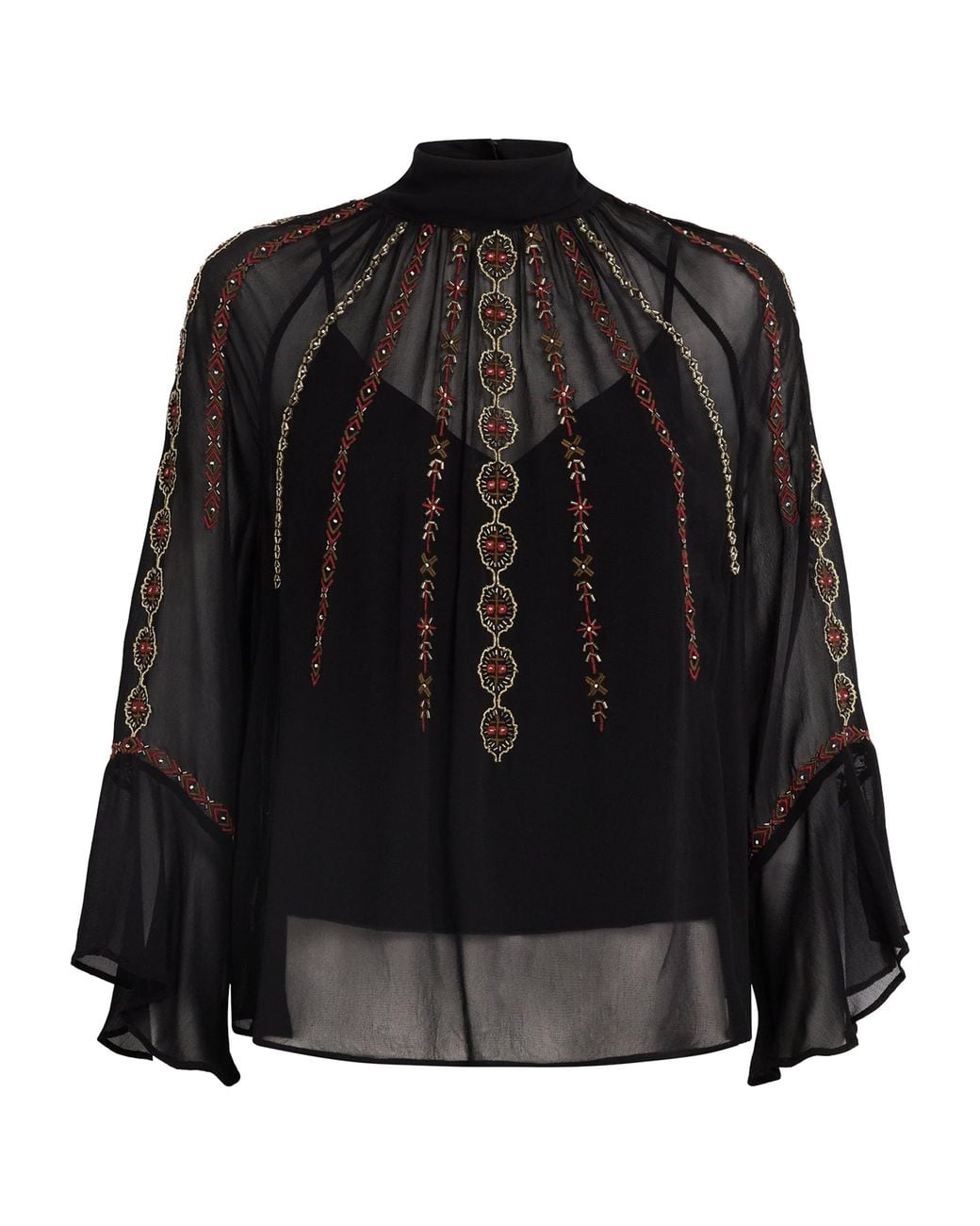 Veronica Beard Black Embroidered Tairis Blouse