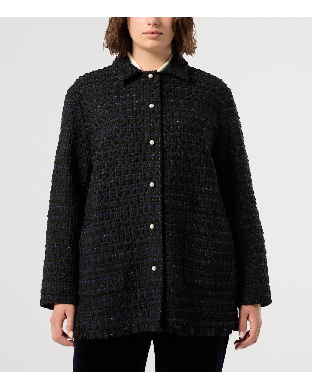 Marina Rinaldi Black Linen Woven Jacket