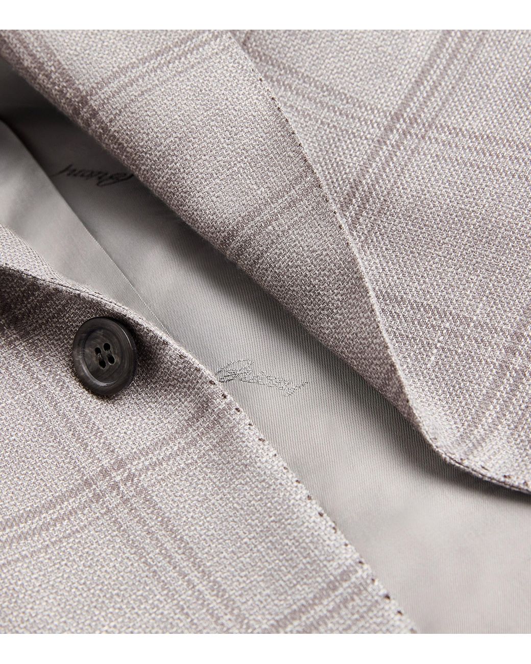 Brioni Gray Wool-Blend Check Blazer for men
