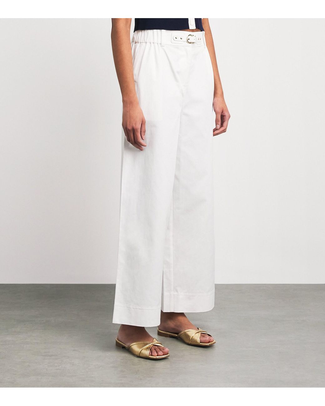 Maje White Cotton Belted Trousers