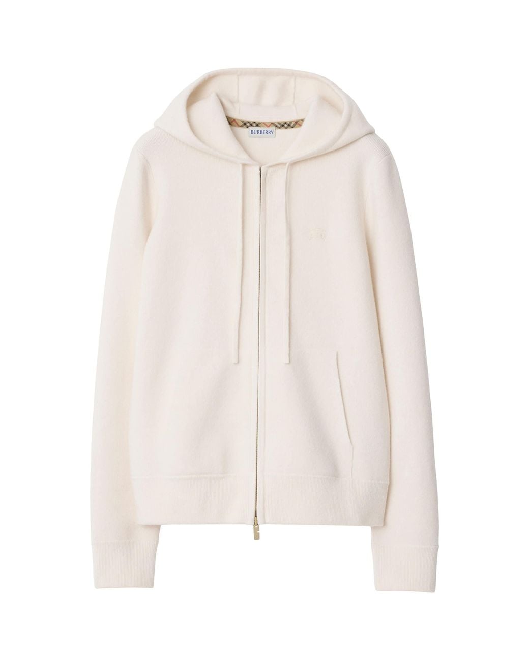 Burberry White Cashmere-Blend Zip-Up Hoodie