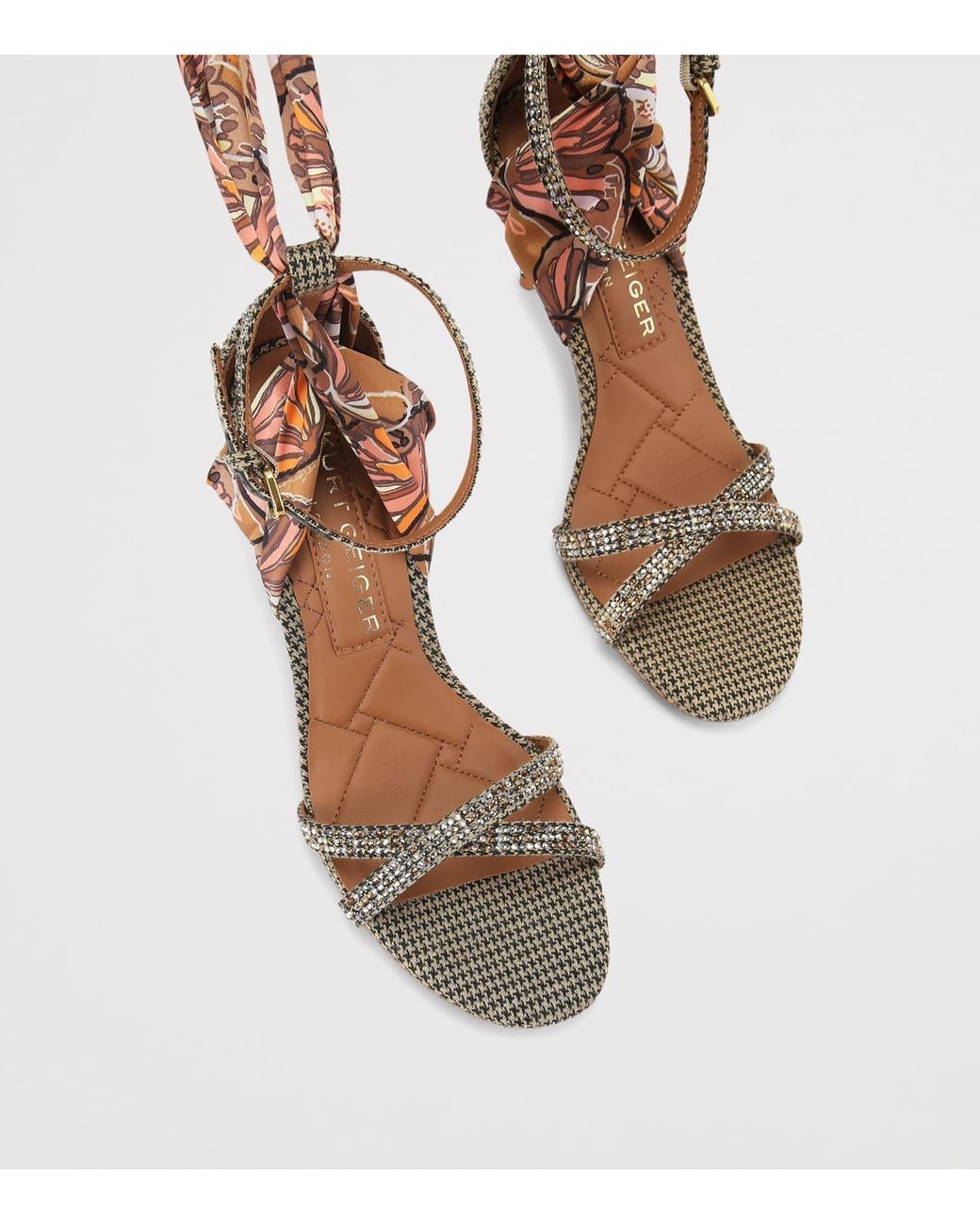 Kurt Geiger Brown Scarf-Accent Heeled Sandals 85