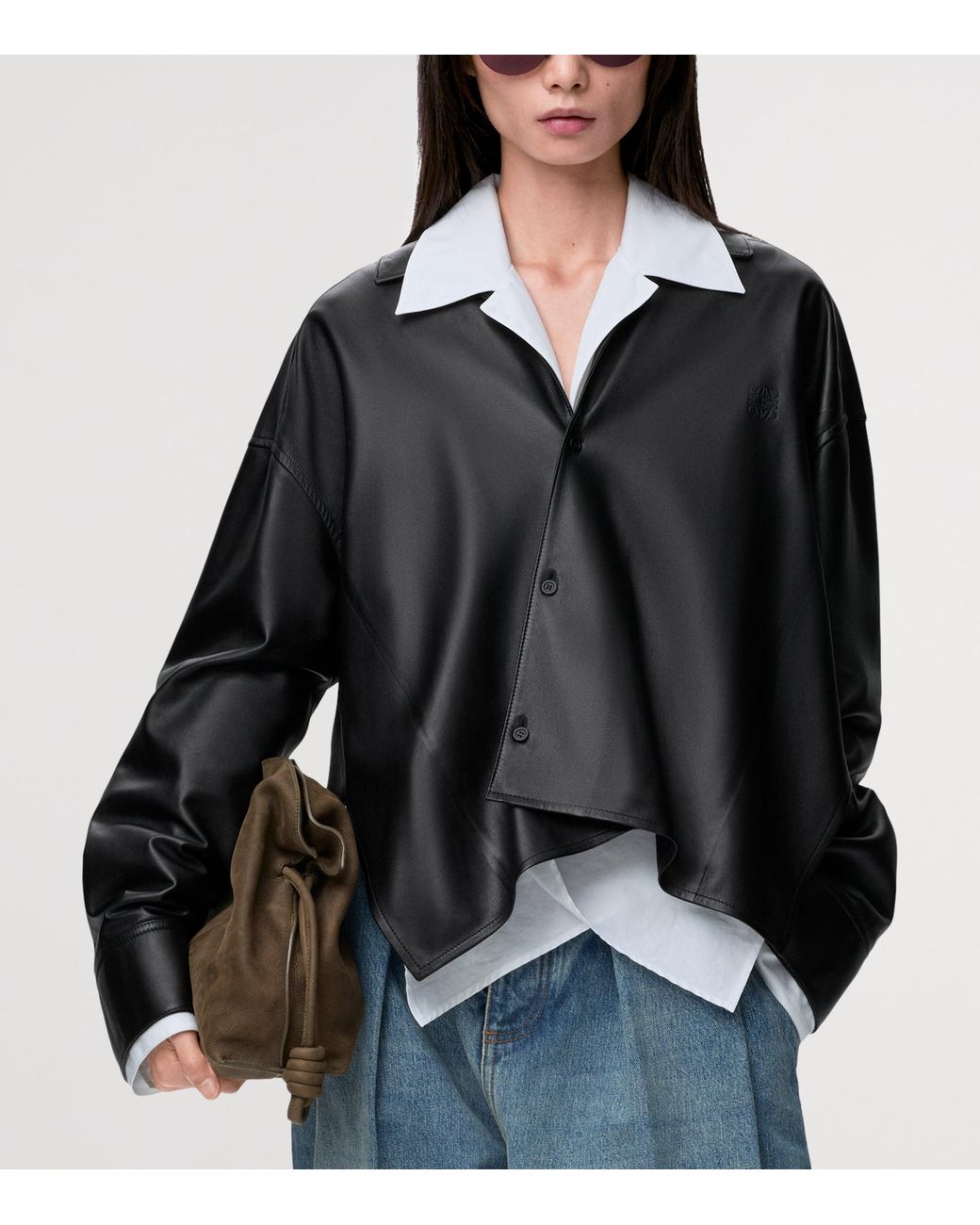 Loewe Black Nappa Lambskin Draped Shirt