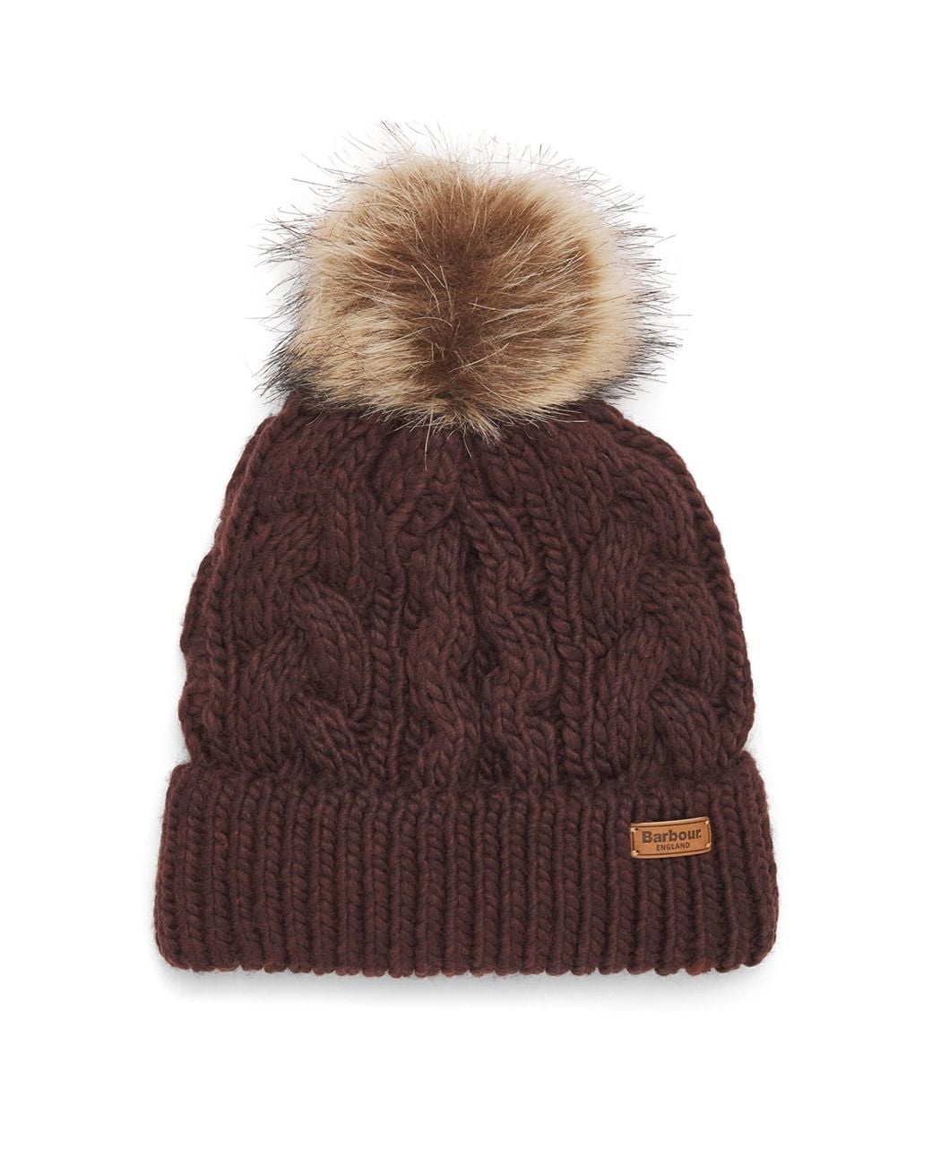 Barbour Brown Cable-Knit Penshaw Beanie
