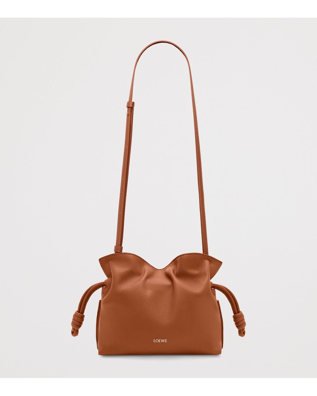 Loewe Brown Mini Leather Flamenco Clutch Shoulder Bag