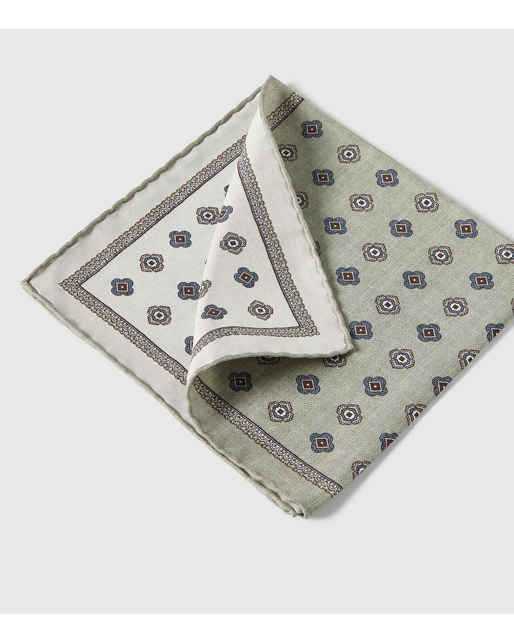 Brunello Cucinelli Metallic Silk Medallion Pocket Square for men