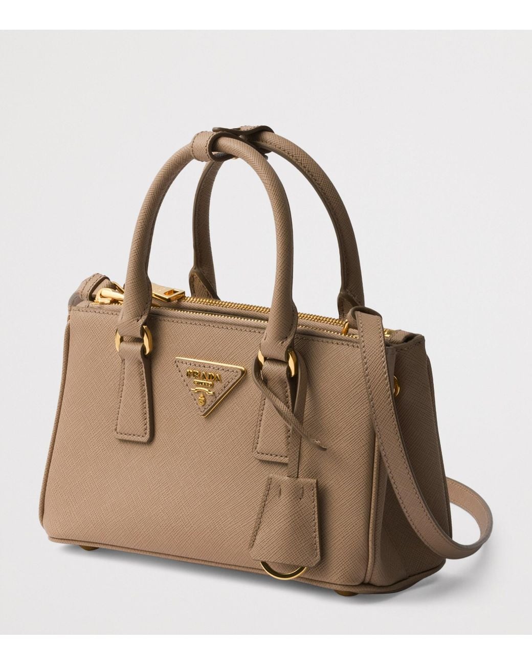 Prada Brown Mini Saffiano Leather Galleria Top-Handle Bag